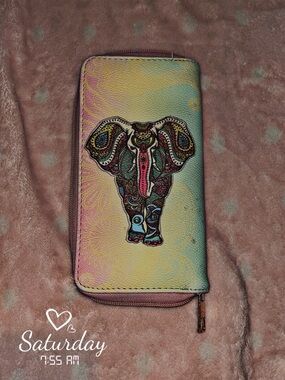 Colorful Elephant Zip Wallet - Pastel Ombre